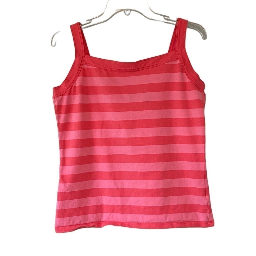 Liz Claiborne Y2K Striped Square Neck Pink Tank Top Sz Large